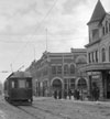 Interurban cars running through Main Street of Caldwell