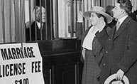 couple at marriage license application