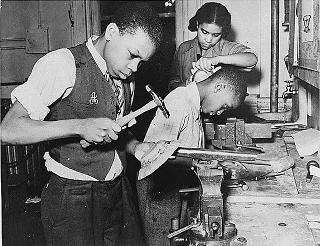 kids working on metal projects